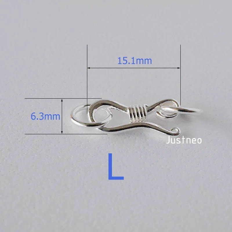 Sterling Silver S Hook & Eye Fish Clasp with Closed Jump Ring, for Necklace / Bracelet Jewelry diy Components