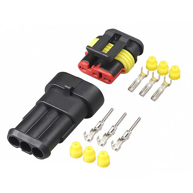 3 Pin AMP Automotive Connector Male Female 1.5 Series Waterproof Docking Terminal Plug Socket Set for Car Wire Harness