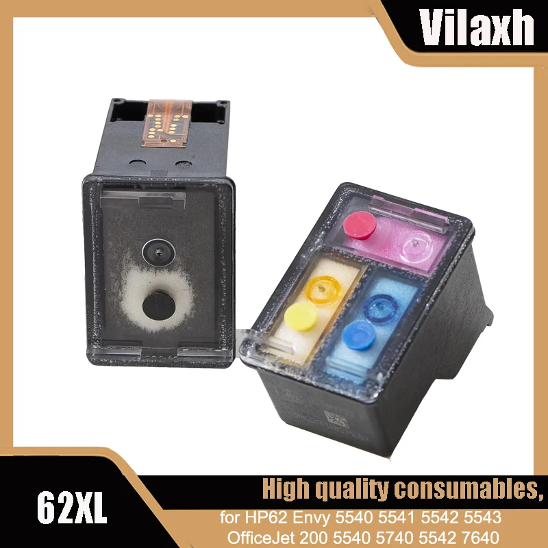 vilaxh para hp 62 xl 62xl cartucho de tinta recarregada para hp62 envy 5540 5541 5542 5543 officejet 200 5540 5740 5542 7640 01