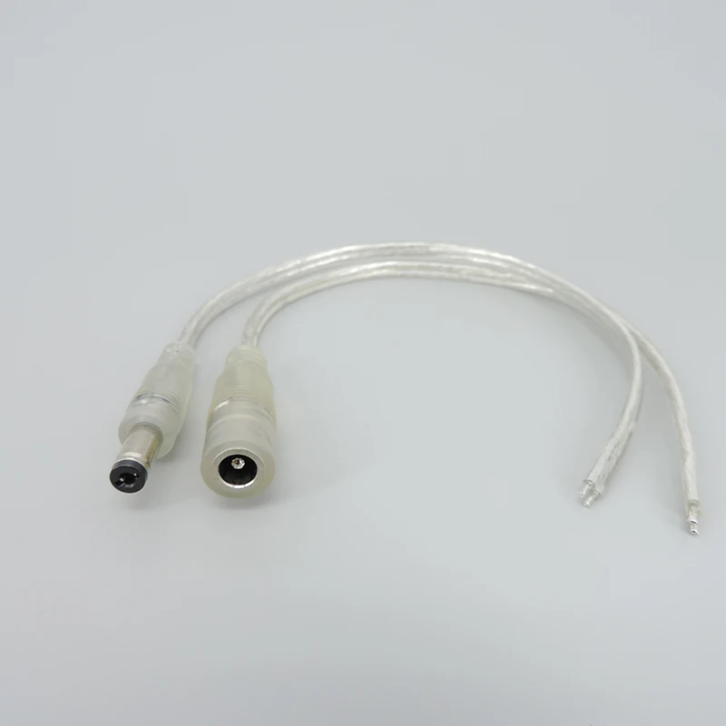 5 buah 20AWG 5A adaptor daya kabel Pigtail Pria Wanita nirkabel transparan 0.2m j17 kabel ekstensi Jack 12V