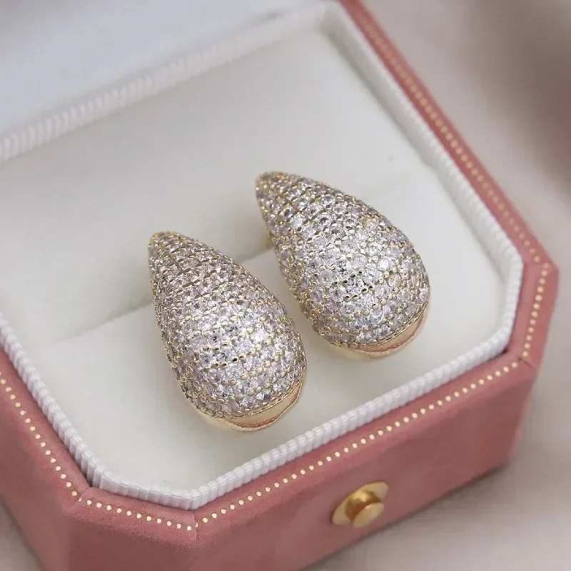 Korea's new design fashion jewelry luxury zircon water drop earrings Elegant women's wedding party accessories