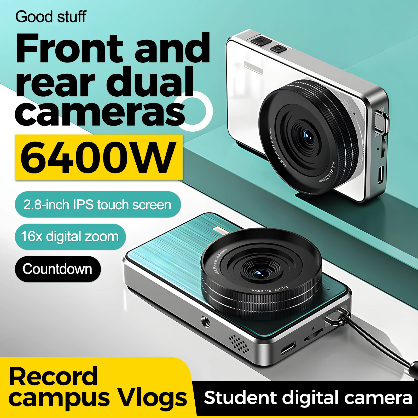 

Цифровая камера 4K с защитой от сотрясений, 2,8 дюйма, IPS-экран, Wi-Fi, 16-кратный цифровой зум, 64 МП, уличная портативная камера, видеорегистратор для видеоблога, подарок на YouTube