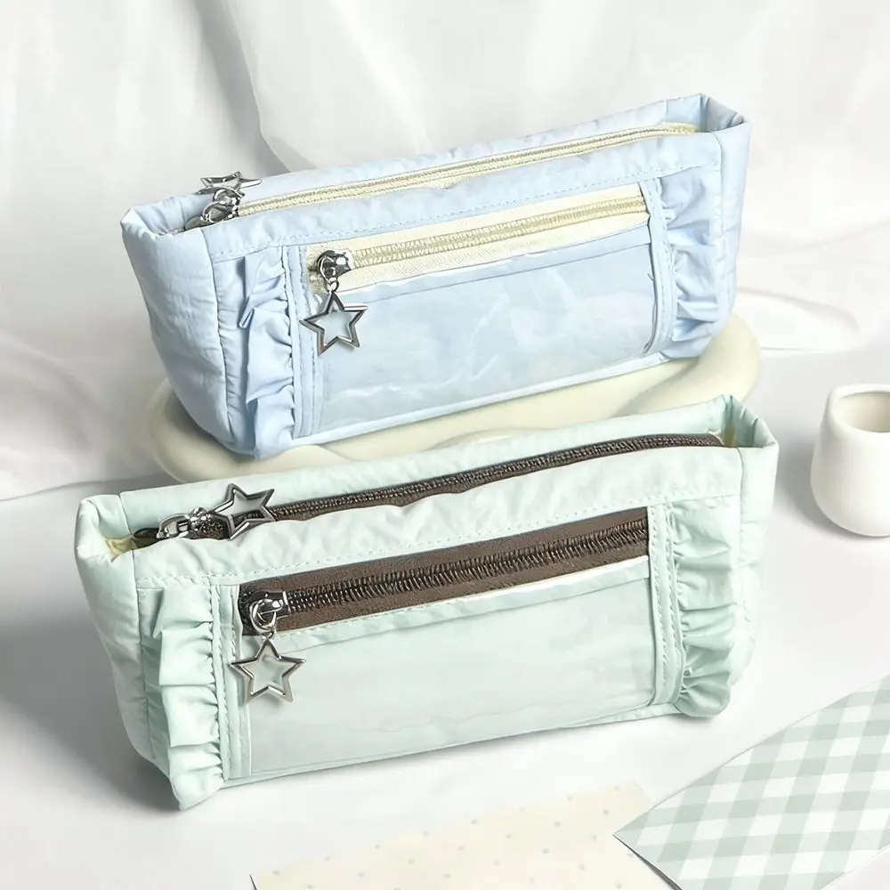 Cute Transparent window Pencil Case Large Capacity multi-functional Pen Bag Storage Badge Display Stationery Storage Pouch DIY