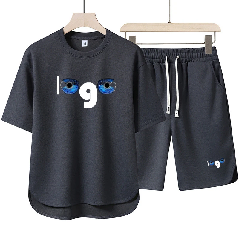 Customized printed T-shirt shorts 2-piece set for men's summer fashion short sleeved sportswear set shorts streetwear T-shirt to