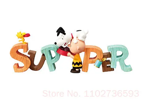 Re-Ment Peanuts Snoopy Word Decoration Figurine Blind Box Joyful Time Collection 3 Desktop Ornament For Collectors Gift Toy