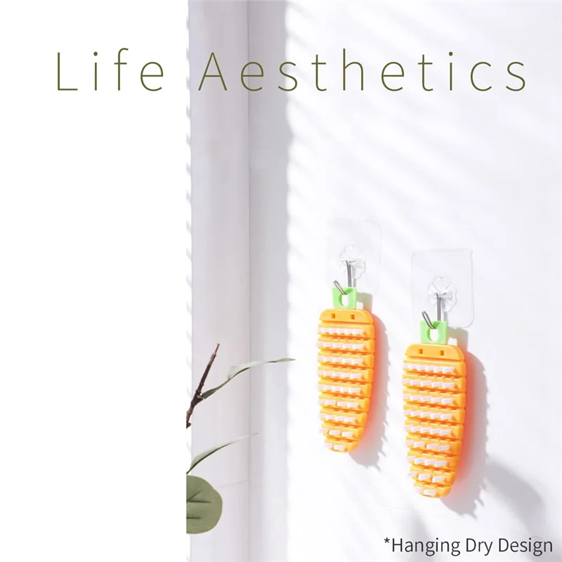 

BHBD-6Pcs Гибкая щетка для фруктов и овощей, щетка для моркови, многофункциональная кухонная щетка для домашней кухни, простая в использовании, около 14X6 см