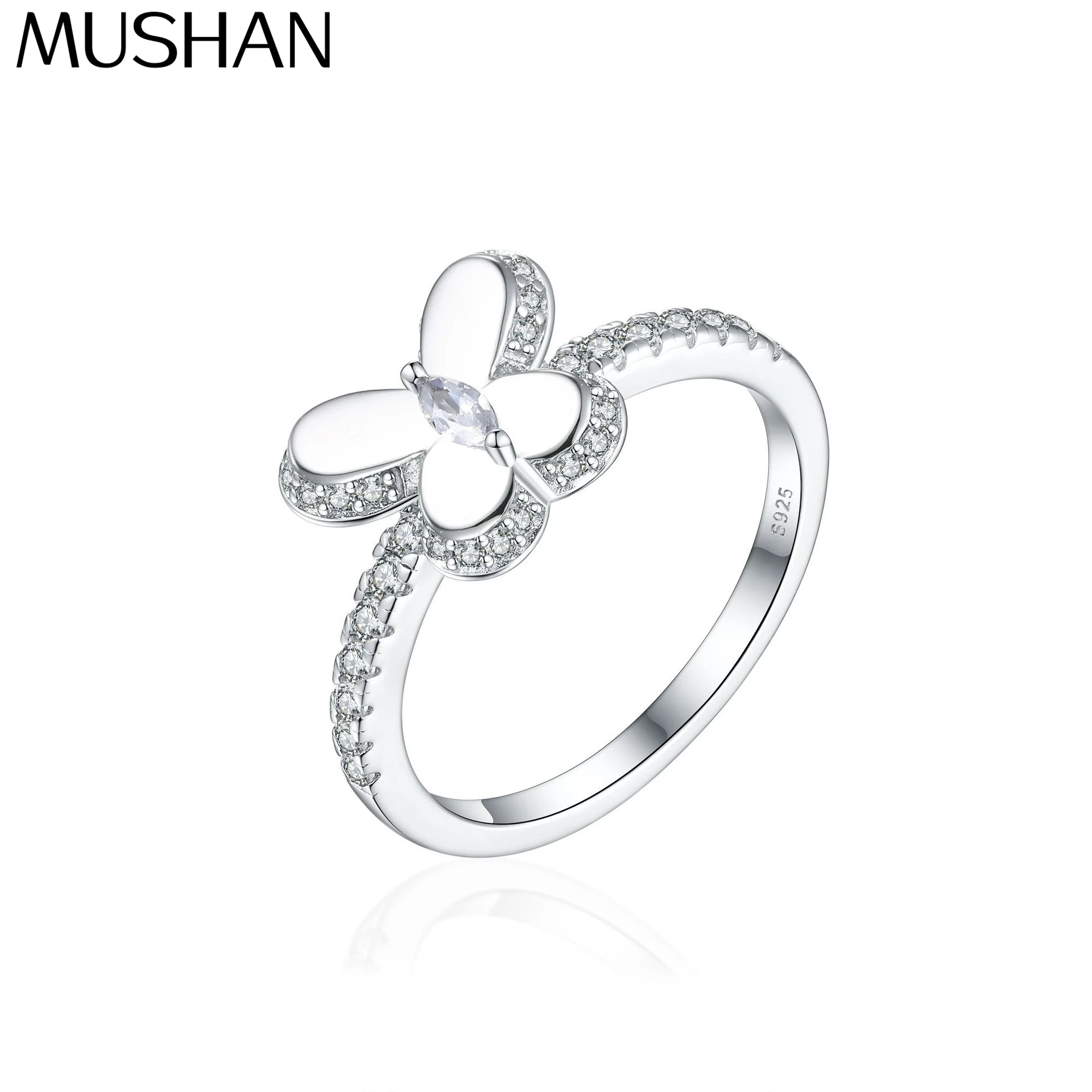 

MuShan Brand Jewelry 925 Sterling Silver Ring Cubic Zirconia 7A Round Formal Women 18K Rose Gold Plated Fine Jewelry Rings