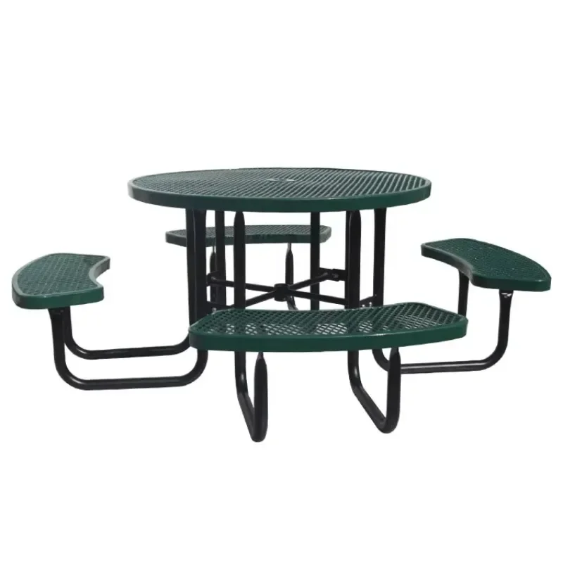 outdoor garden set fashion unique design round table patio plastic coated metal picnic table