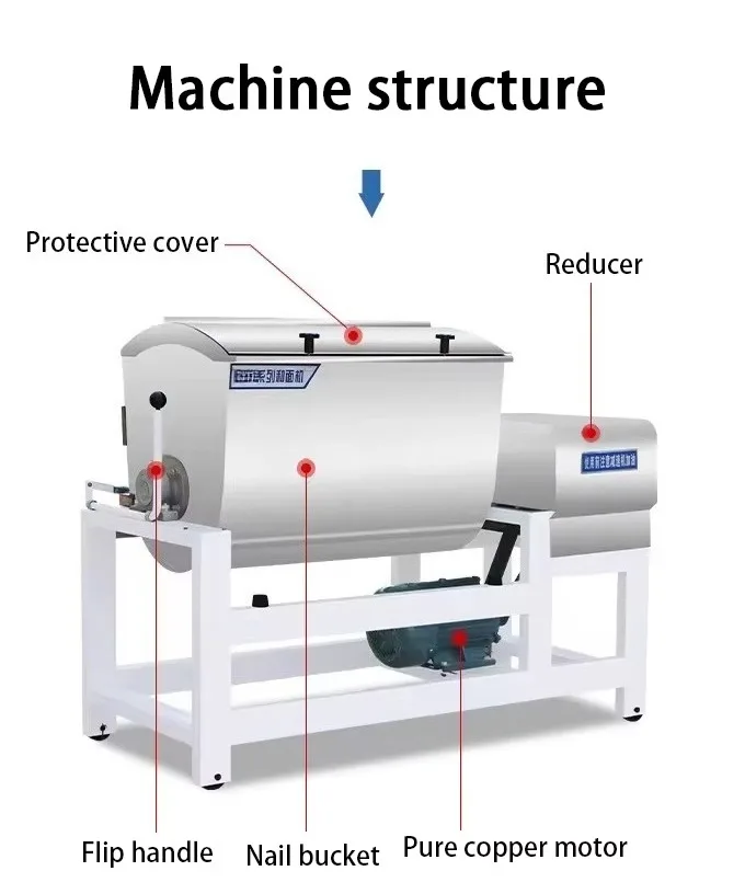 Commercial Electric Simple Operation 200kg Dough Mixer Horizontal Flour Mixer