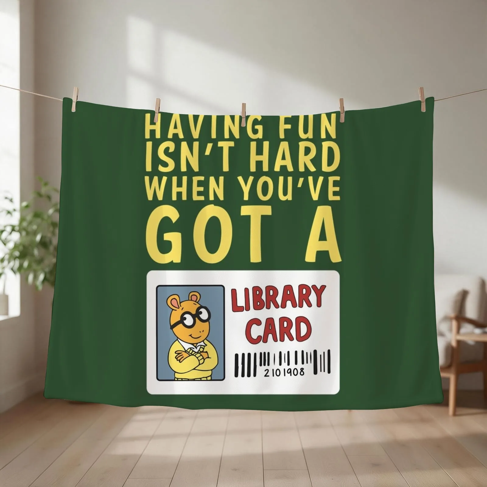 Arthur Library Card Greeting Card \t Throw Blanket couch cozy soft plush fuzzy picnic outdoor blanket