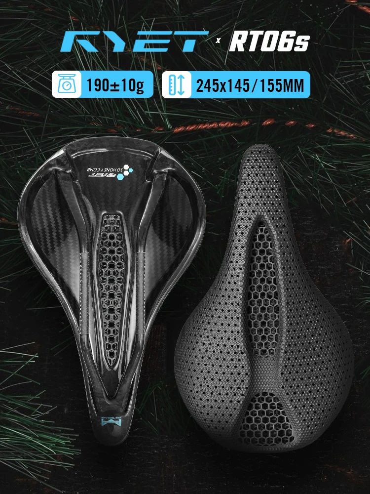 AliExpress RYET Carbon 3D Printed Saddle 145/155MM 190g 7*9 Bike Seating For Men Women Triathlon Road MTB Mountain Gravel Cycling Parts