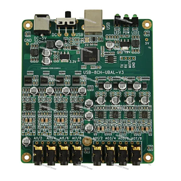 8-channel USB Playback Recording IIS TDM Master-slave ASIO XMOS Sound Inspection Measurement Customized Sound Card