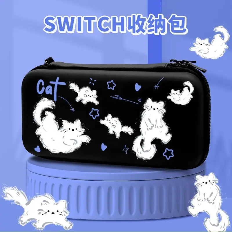 Cute Sketch Dog Rabbit Print Storage Bag for Switch/OLED,Portable Carrying Case with 10 Game Card Slots, Portable Travel Pouch
