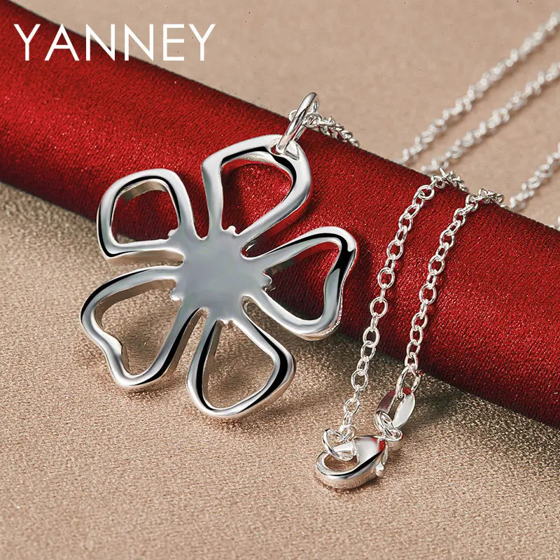 

Fine 925 Sterling Silver 16-30 Inches 30MM Luxury Flower Necklace For Women Fashion Charm Wedding Gift Party Jewelry