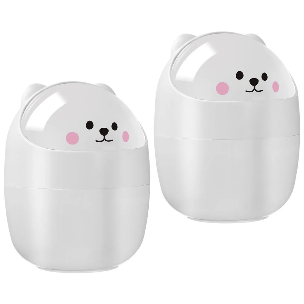 

2pcs Mini Trash Can For Office Desktop Plastic Garbage Bin Home Bathroom Kitchen Waste Container Table Organizer Reusable