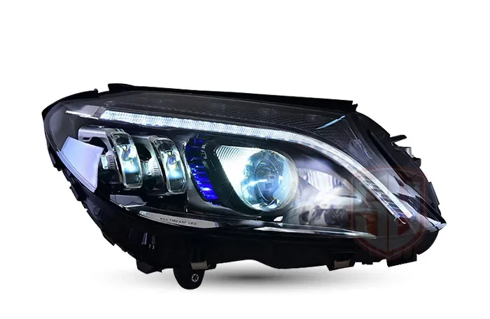 LED Headlight for Mercedes-Benz C Class C180 C200 C260 W205 Angel Eye DRL Daytime Running Light Turn Signal with Blue Night Mode