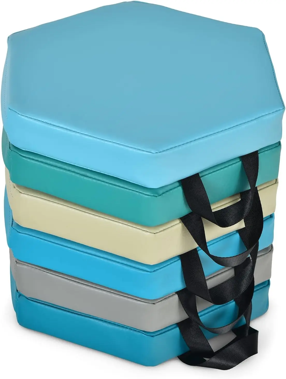 6PCS Floor Cushions for Kids, 15 Inch Hexagon Flexible Portable Classroom Seating with Handles, Easy to Clean, Thick Soft Foam Comfy Seats for Daycare Preschool