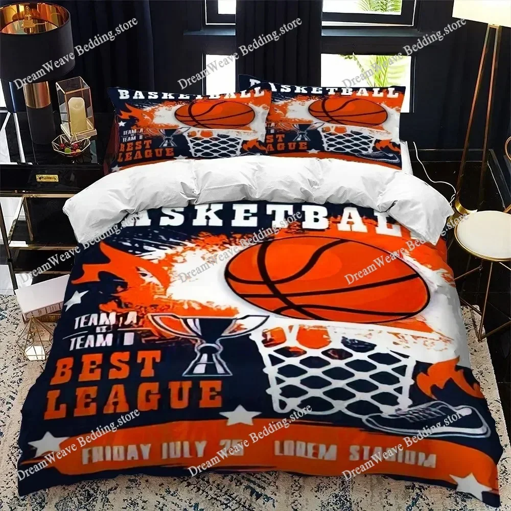 3D Print Basketball Duvet Cover King for Teen Boys Kids Fire Water Sports Bedding Set Microfiber Ball Game Quilt Cover