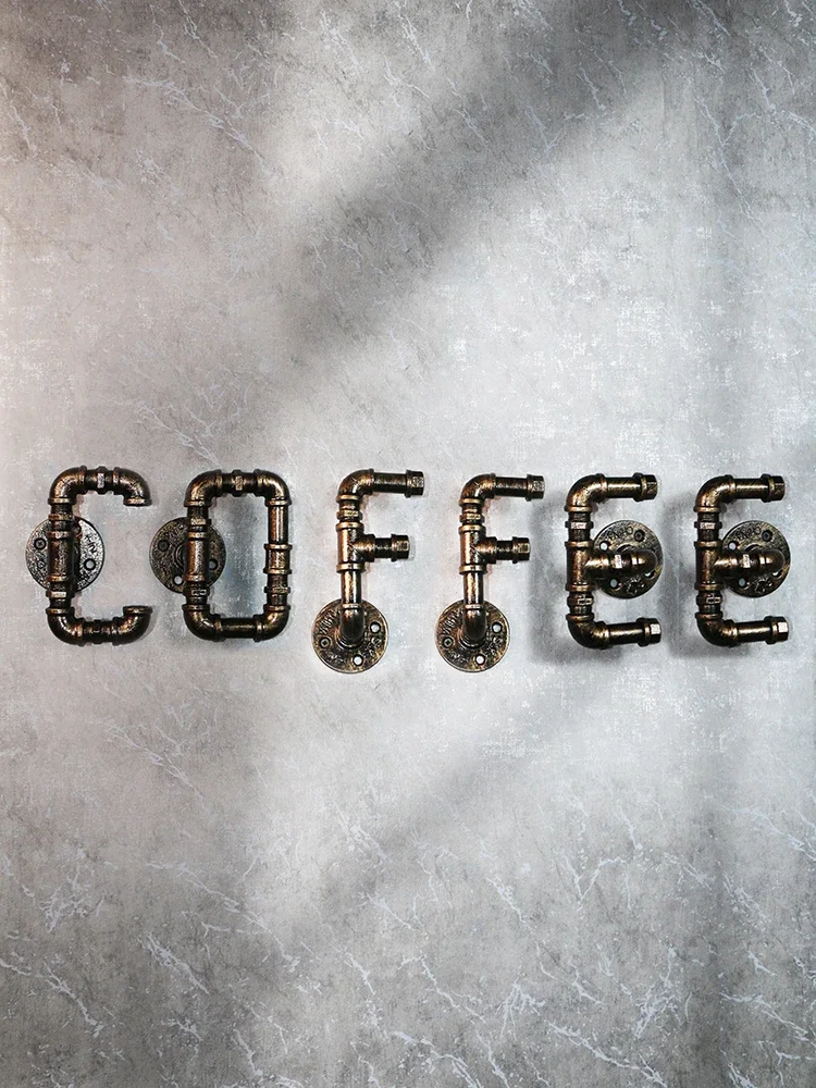 Water pipe metal alphanumeric wall decoration industrial wind wrought iron creative personality B & B cafe