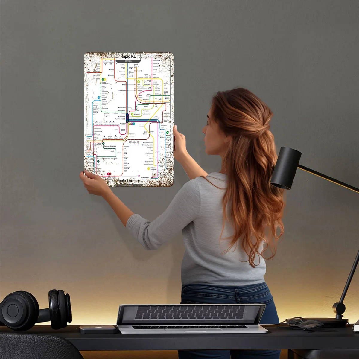 Kuala Lumpur Rapid KL Map Tinplate Sign Map Poster Bathroom Decor Custom Metal Signs for Wall Art Decoration Retro Plates Room