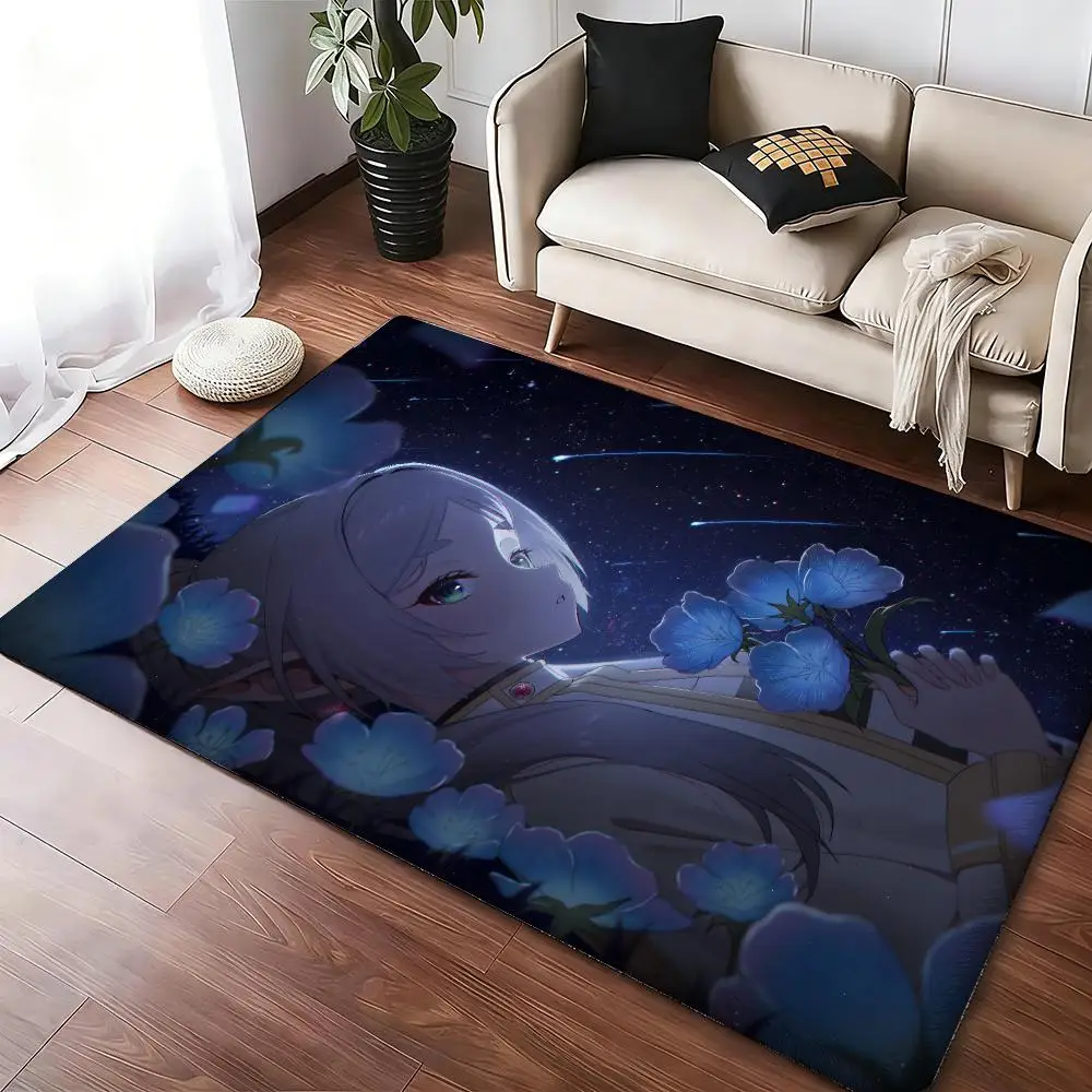 Frieren-Beyond-Journey’s-Ends Anime Floor Mat Soft Thickened Absorbent Non-Slip Bedroom Living Room Door Mat Home Flannel Rugs