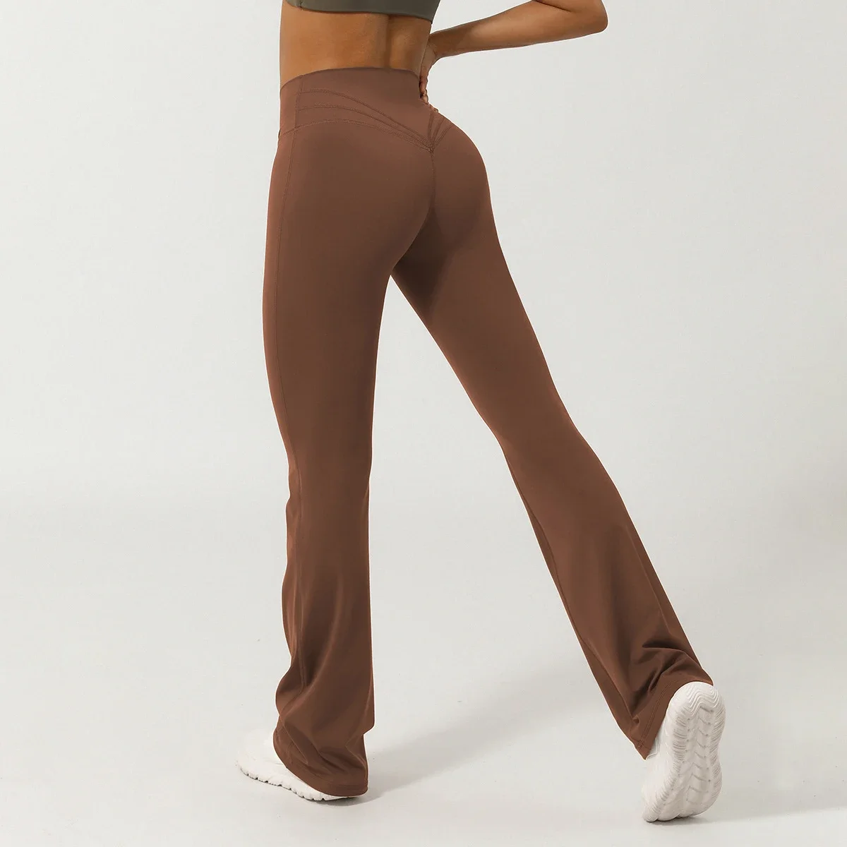 Soft and Senseless V-waist Cross Wide-legged Pants Women Peach Buttocks Fitness Sports Yoga No T Line Pants Casual Flared Pants