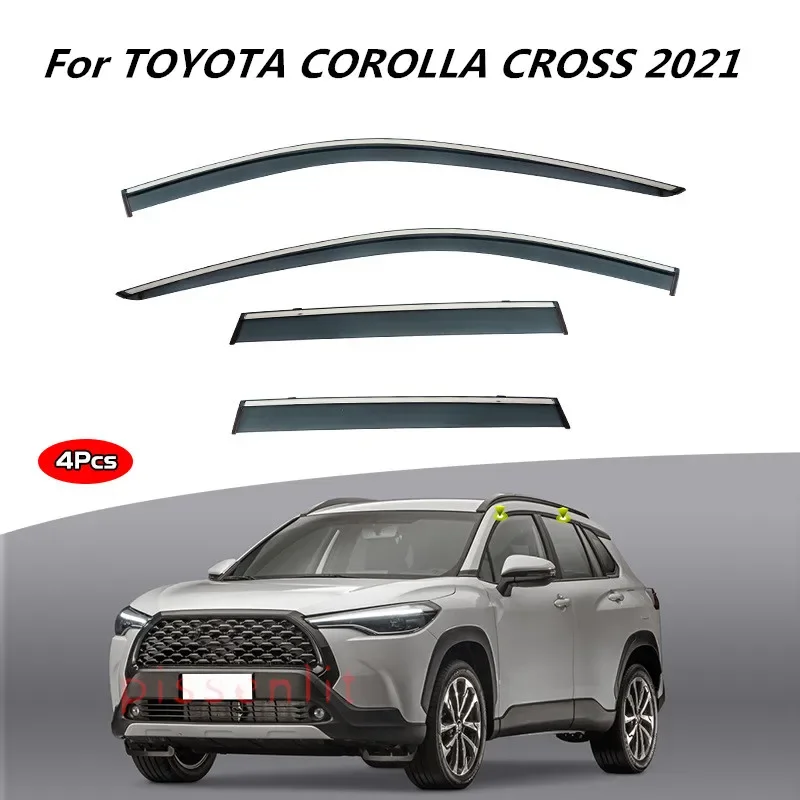 

Для TOYOTA COROLLA CROSS 2021-аксессуары хромированная накладка на окно, детали из нержавеющей стали, оконный козырек, защита от ветра и дождя