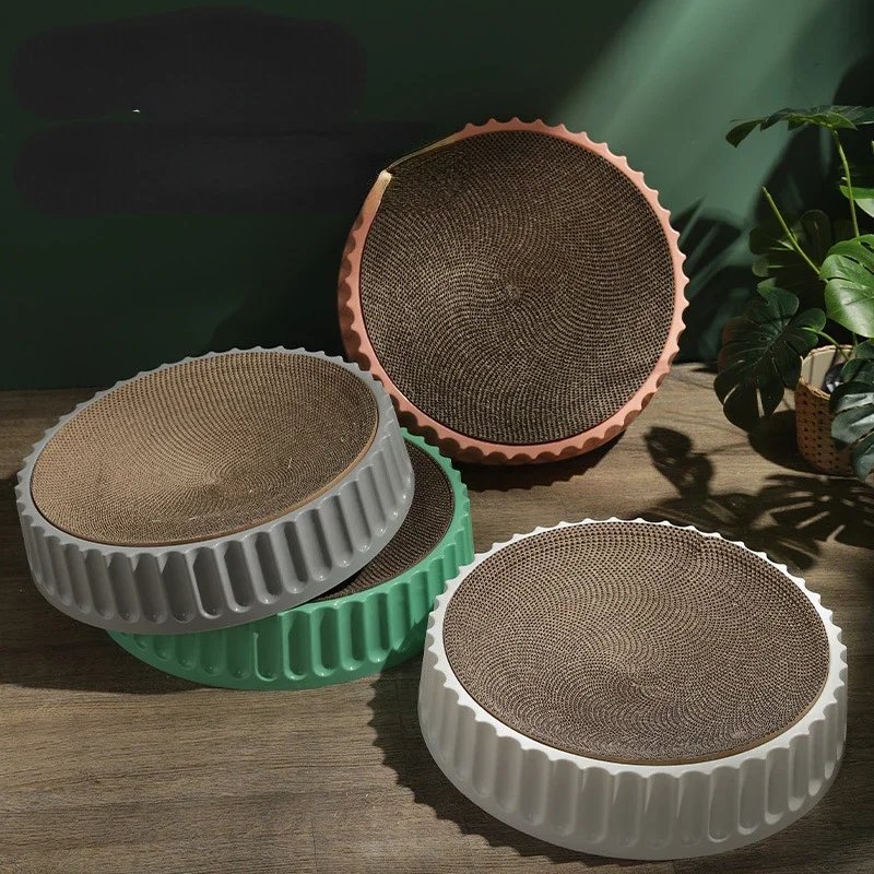 Pet Round Corrugated Paper Cat Scratch Board for Sleeping Grinding Cat Scratching Board Replaceable Inner Core Cat Scrapers