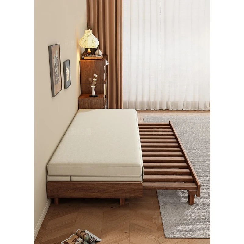 

All solid wood sofa bed dual-purpose small apartment living room black walnut multi-small apartment function pull-out