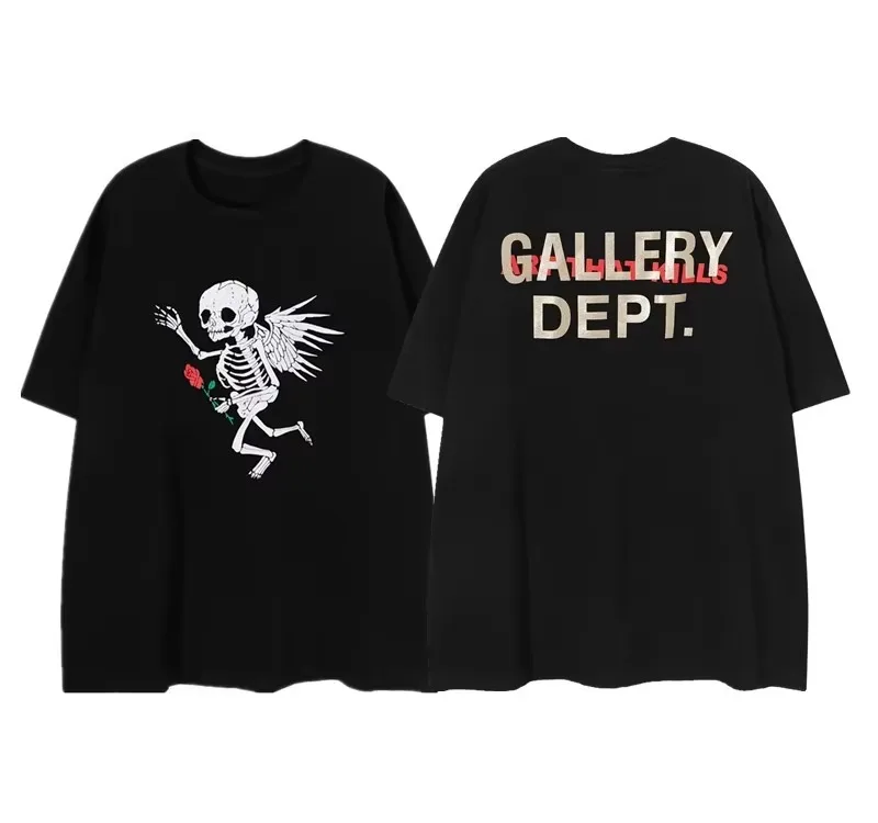2026 new Vintage Skeleton Hand Art Print T-shirt Men Loose Fit Short Sleeve Hip Hop Tops