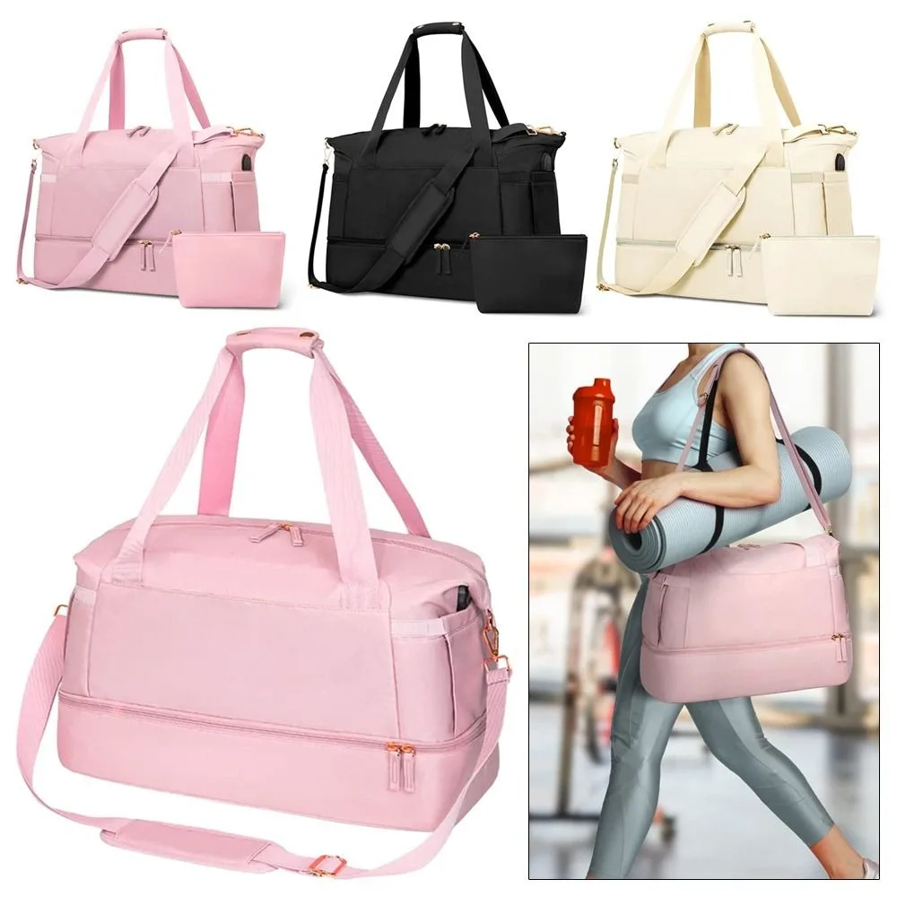 Waterproof Travel Luggage Bag Large Capacity Dry Wet Separation Sports Bag with USB Charging Port Gym Yoga Handbag for Traveling