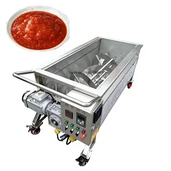 

Heating Cooling Horizontal Ribbon Blender Chili Tomato Bean Beef Meat Sauce Streberry Jams Mixing Machine
