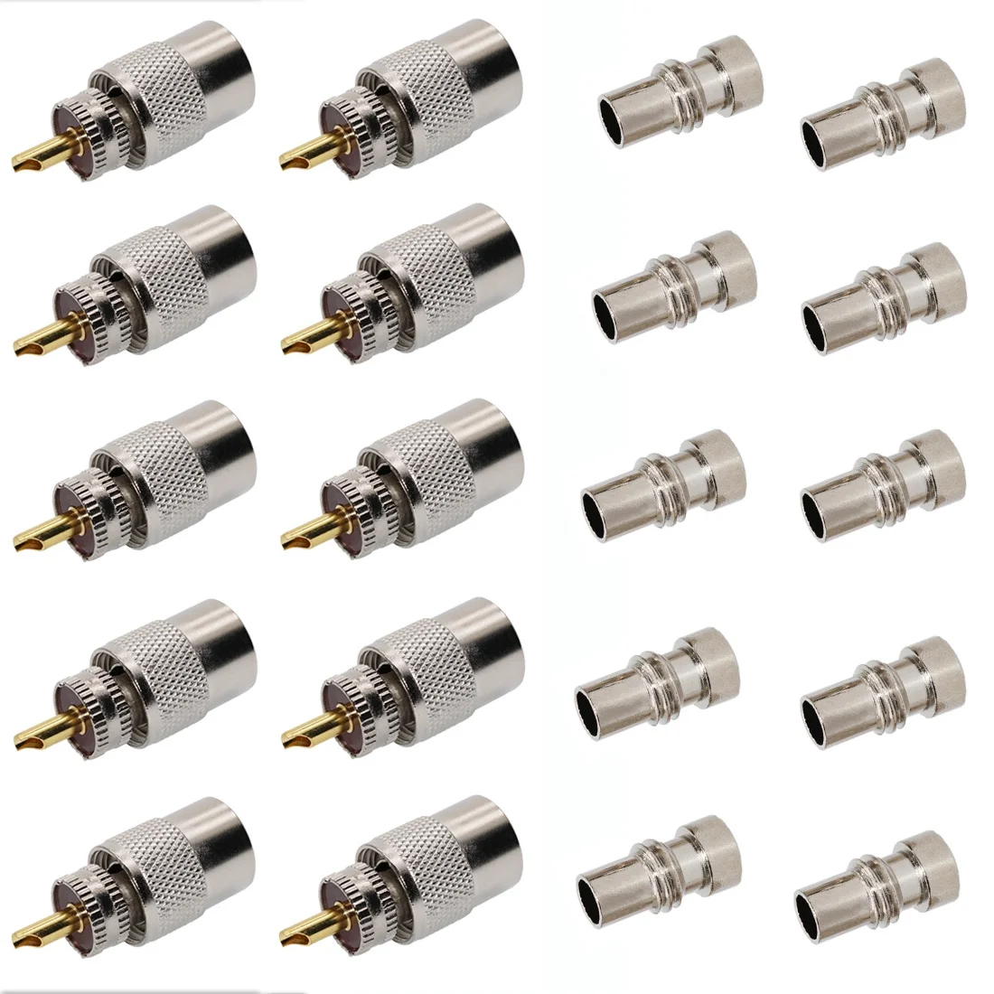10-Pack PL259 Solder Connector Plug with Reducer for RG8, RG-213 Coaxial Coax Cable-ABLL