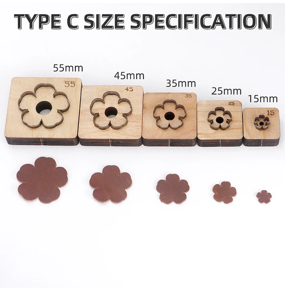 Qjh 2,5-5,5 cm Sakura, Blume, fünfzackige Sterne Stahl Leders ch neider, Schneidform für Leder, Stahl Punsch leder Handwerk – Detail 4