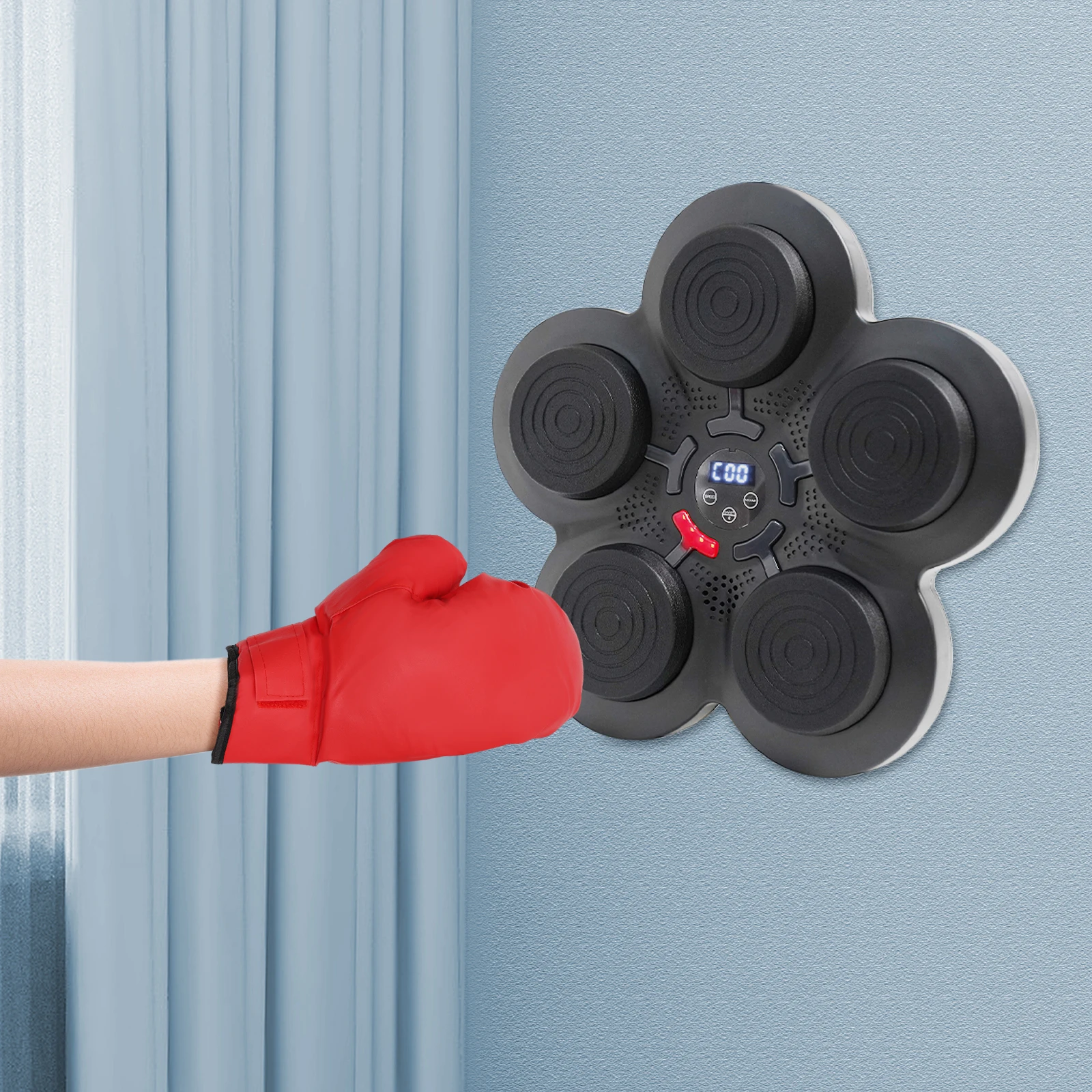 Bersaglio da parete da boxe Bluetooth con 9 velocità 5 livelli di volume Guanti inclusi Touch Control USB ricaricabile