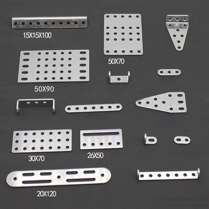 Aluminum Alloy Square Plate with Hole Fixed Piece Bottom Plate U-Shaped Strip Angle Code DIY Toy Model Material Accessories