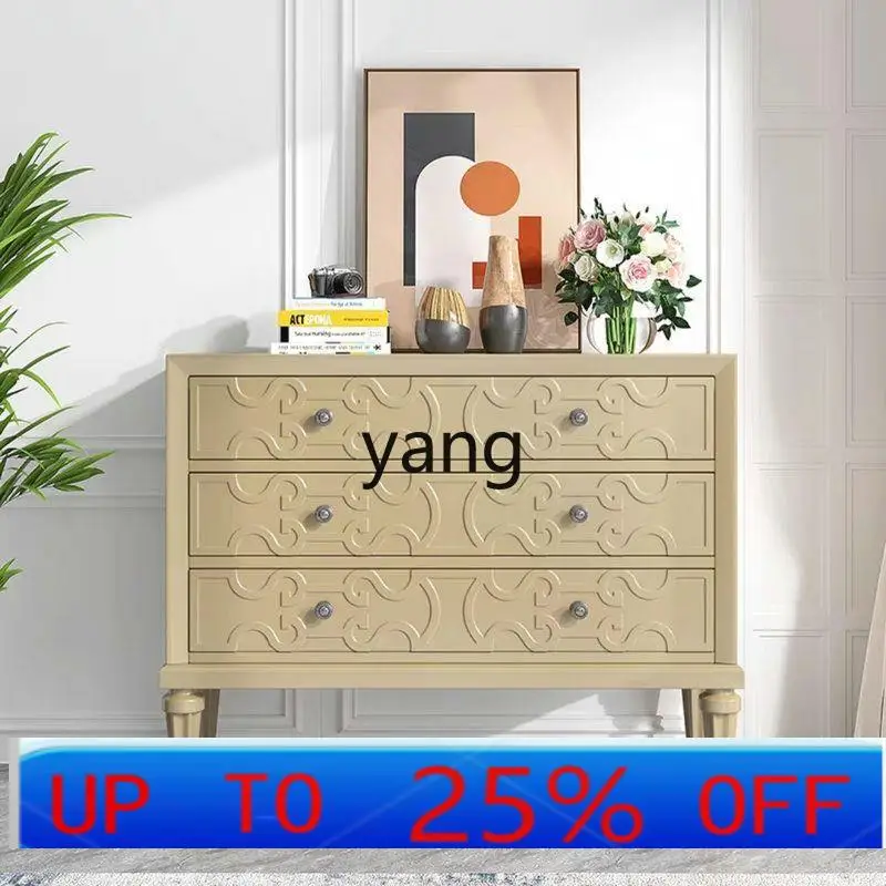 

LM light luxury entrance living room solid wood three-bucket cabinet entry foyer decorative cabinet