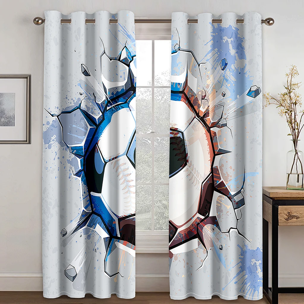 

Children's Favorite Cool Football Sunshade Curtains 2 Panel Boys Girls Room Bedroom Living Room Window Decor Curtains