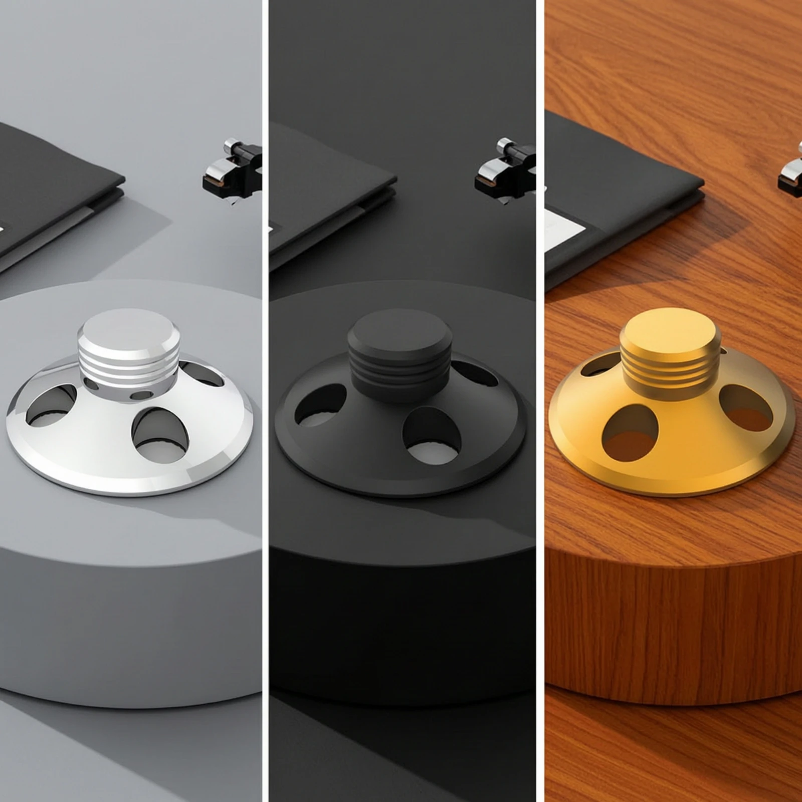 Stabilisateur de disque vinyle, amortisseur de vibrations, stabilisateur de poids pour disque vinyle, profil bas, stable pour audiophiles, systèmes audio domestiques