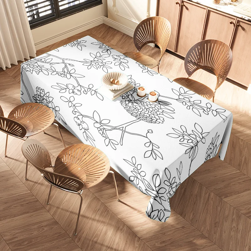 غطاء ديكور لمفرش المائدة بأنماط الأزهار لأثاث غرفة الطعام المنزلية/بطانات الطاولة/الديكور باللون الأبيض #2