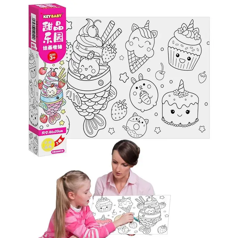 Coloring Roll Sticky Toddler Drawing Paper Roll Toddler DIY Painting Wall Coloring Paper Stickers Coloring Poster For Kids Early