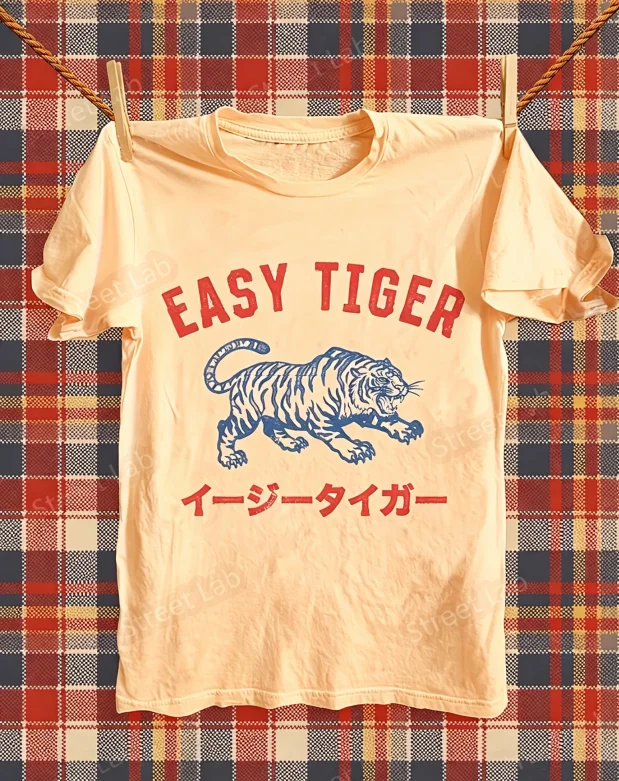 2026 Summer Vintage Oversized Graphic T‑Shirt For Adults Kids Retro American Tiger Theme Art Loose Short Sleeve Street Tee
