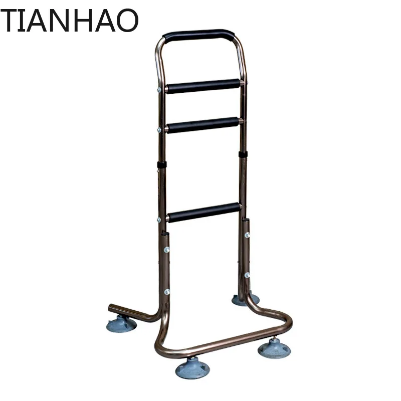 Elderly wake-up assistance device with movable lifting, bedside armrest, floor standing, household anti fall function