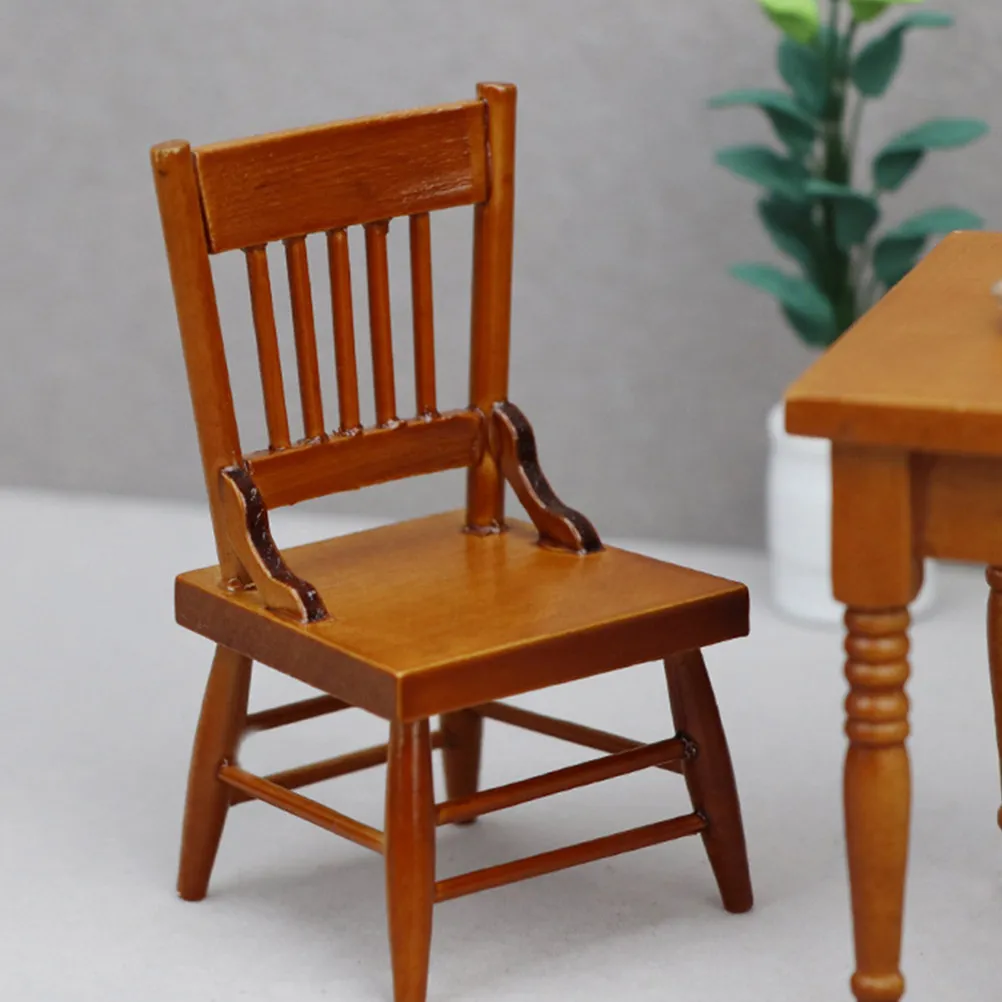 

2Pcs Smooth Surface Wood Mini Chair Set Adorable Vivid Miniature Furniture for Mini House Decoration Realistic Tiny Furniture