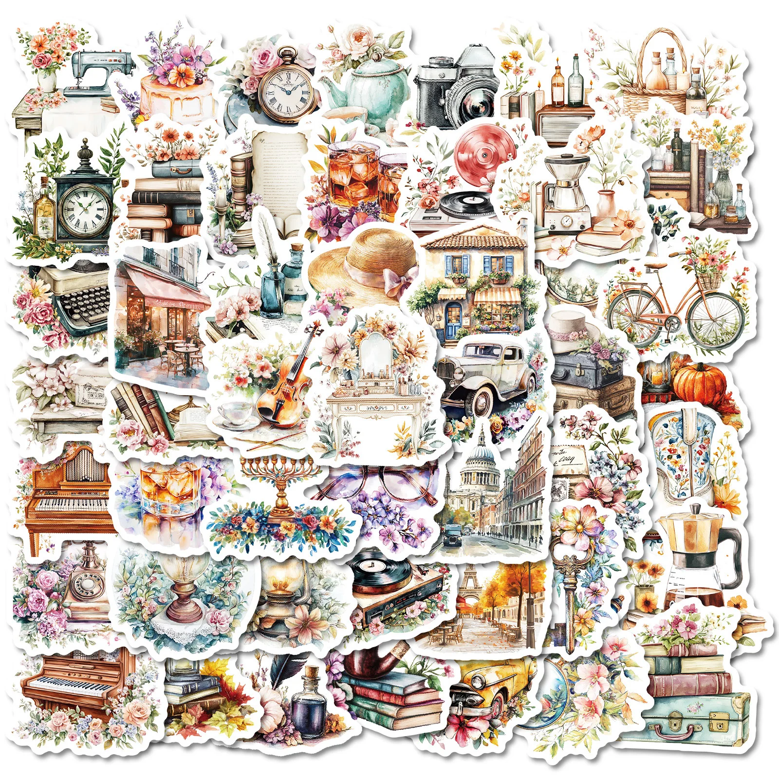 

10/50PCS Aesthetic Retro Flowers World Art Graffiti Stickers Cute Girls Decals DIY Refrigerator Phone Laptop Luggage Sticker Toy