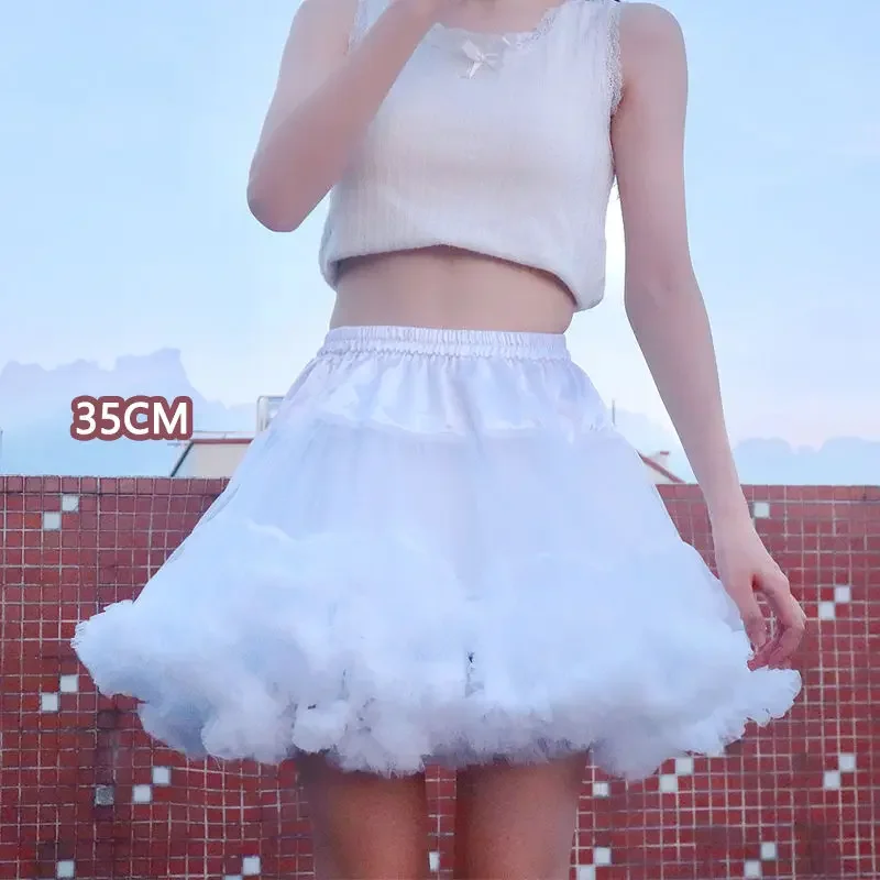 MAGOGO Women Petticoats Lolita Cosplay Skirt Lady Violent Soft Yarn Boneless Clouds Underskirt for Party White Puffy Tutu Skirts