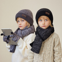 3Pcs/set Winter Kids Hat Scarf Gloves Toddler Bonnet Plush Knitted Infant Hats Outdoor Children Warm Sets Accessories 4-10Y