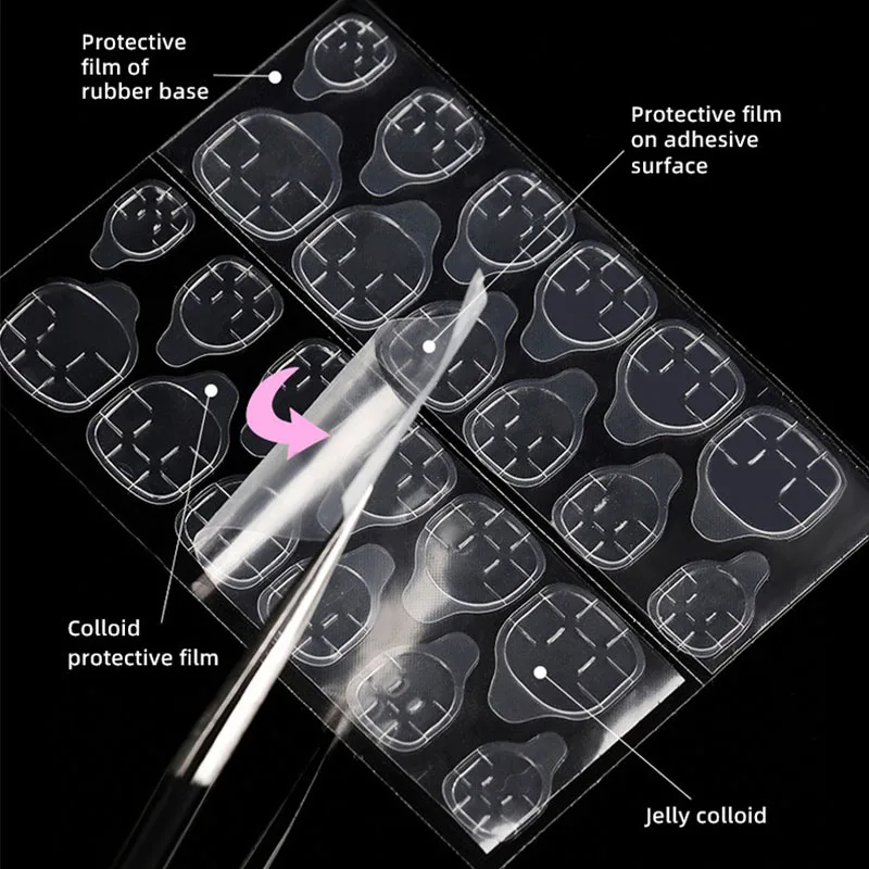 New 600PCS Double Sided Glue Nail Sticker Nail Art Sticker Nail Stickers Self-adhesive Jelly False Nails Tips GDJ01