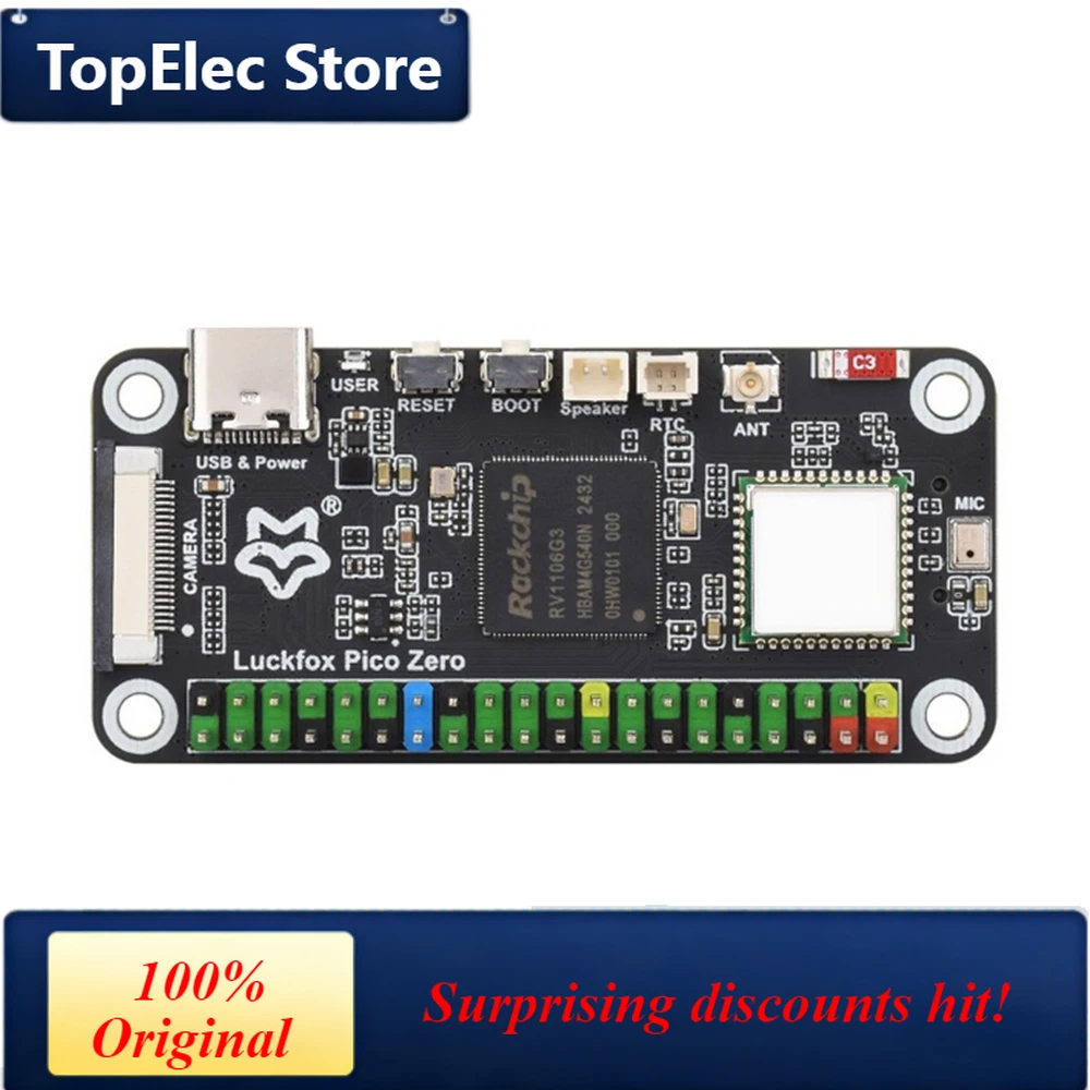 TopElec Luckfox Pico Zero Linux Micro Development Board Based On Luckfox RV1106G3 Chip 1 TOPS Computing Power 8GB eMMC With Wire
