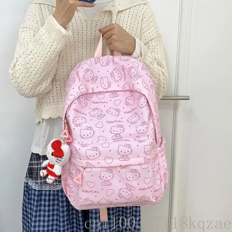  Hello Kitty Anime Backpack Cute Large Capacity School Bag for Students Commuter Travel Shoulder Bag Gift